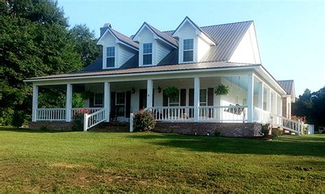 single story metal house with wrap around porch|country homes wrap around porch.